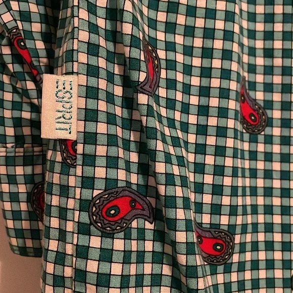 ESPRIT kids vintage paisley & checkered cotton button down 10-11yr red & green - Picture 11 of 11